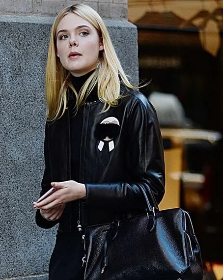 Buy Elle Fanning Leather Jacket