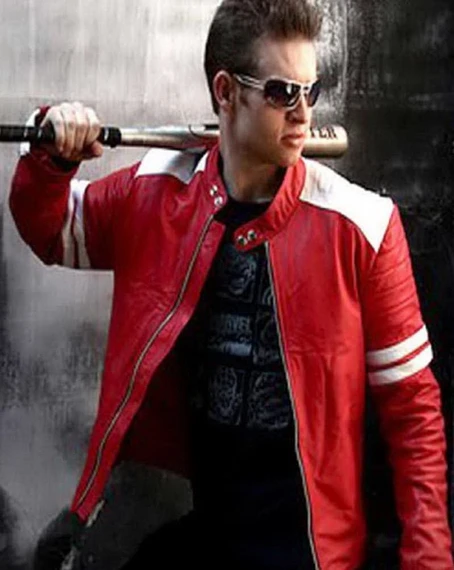 Mens Fight Club Brad Pitt Red Leather Jacket get it now!