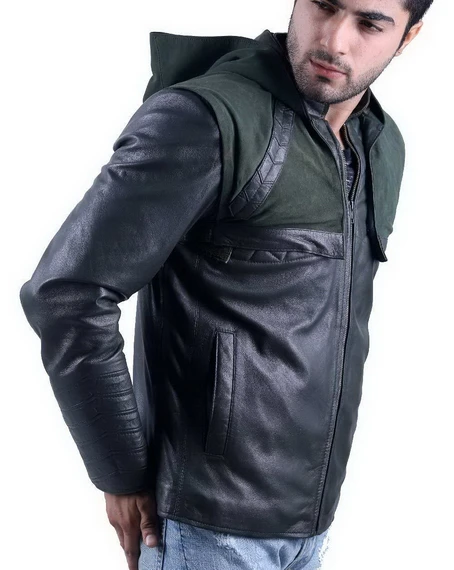 Buy Mens Green Arrow Inspired Leather Jacket