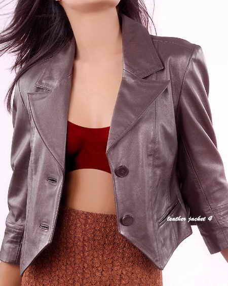 short leather blazer