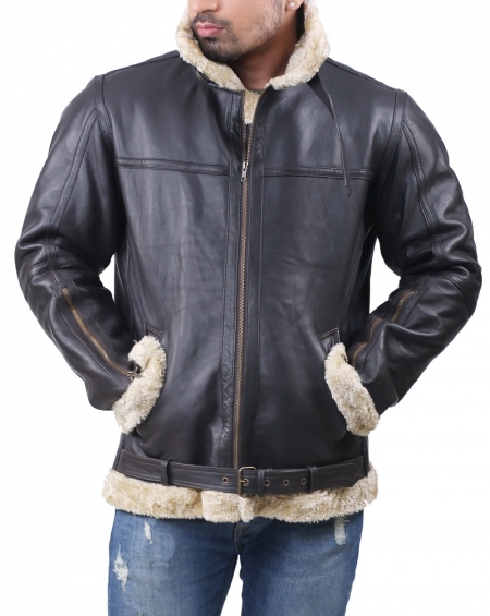 Faux Fur Shearling Leather Jacket