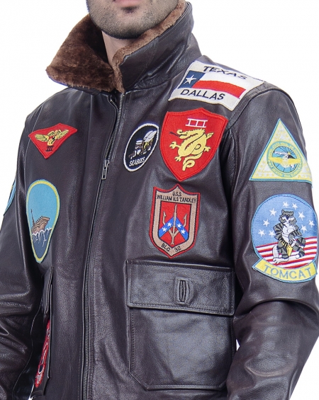 Top Gun G-1 Navy flight leather jacket as worn by Pete Maverick ...