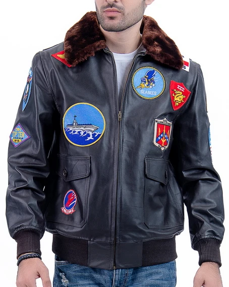 Pilot Top Gun Tom Cruise Men A2 Fighter Bomber Real Leather Jacket