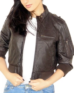 Cropped leather crop jacket