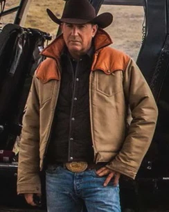 Kevin Costner Yellowstone Season 3 John Dutton Shearling Jacket