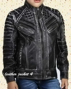 Junior black distressed leather jacket for boy