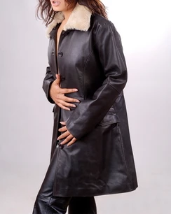 Long Leather Jacket for Womens