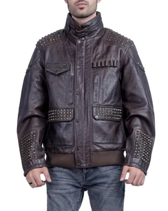 Metal Stud Leather Jacket