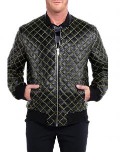 Quilted-Men Quilted Mens Leather Jacket
