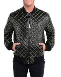 Quilted-Men Quilted Mens Leather Jacket