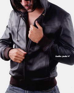Sty Mens hooded leather jacket
