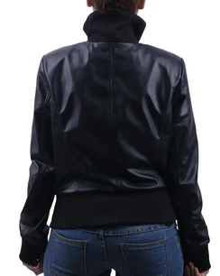 Mississippi High neck rib leather jacket