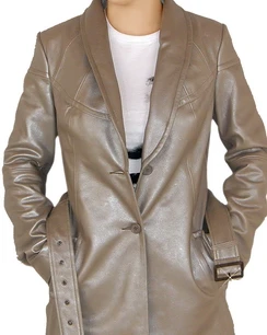 Whitefish metallic leather coat