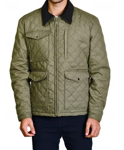 Dutton-Green British Jackets Yellowstone S04 John Dutton Green Quilted Jacket | Kevin Costner Yellowstone Green Quilted Cotton Jacket