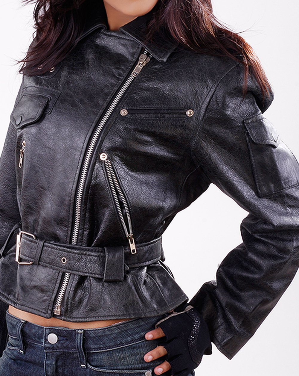 Alyssa biker womens leather jacket
