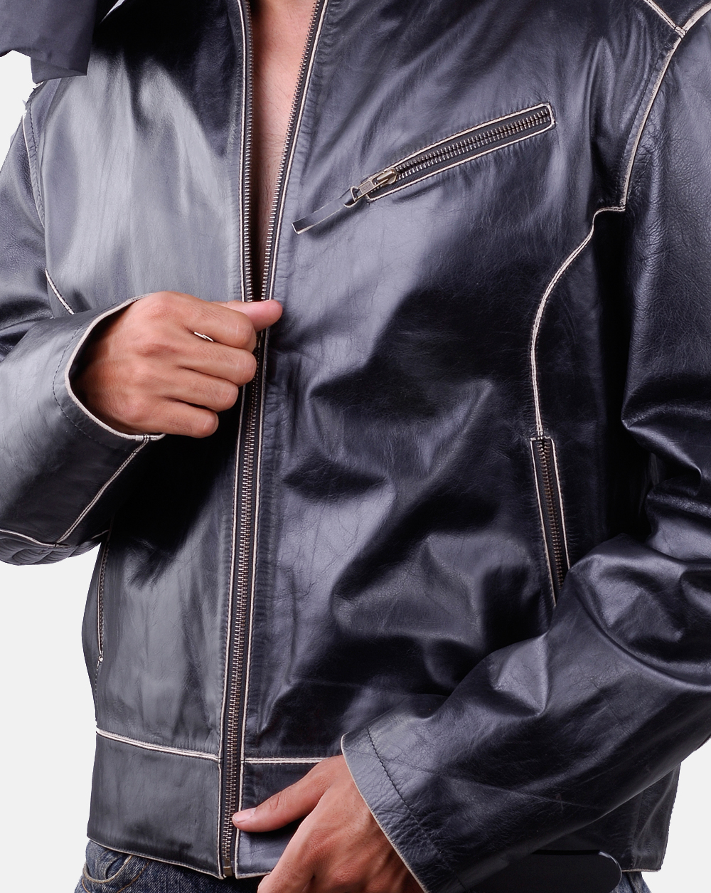 Arkansas leather biker jacket