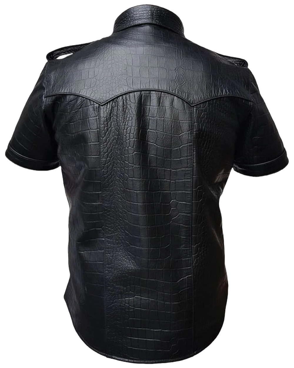crocodile-biker Men crocodile black leather shirt