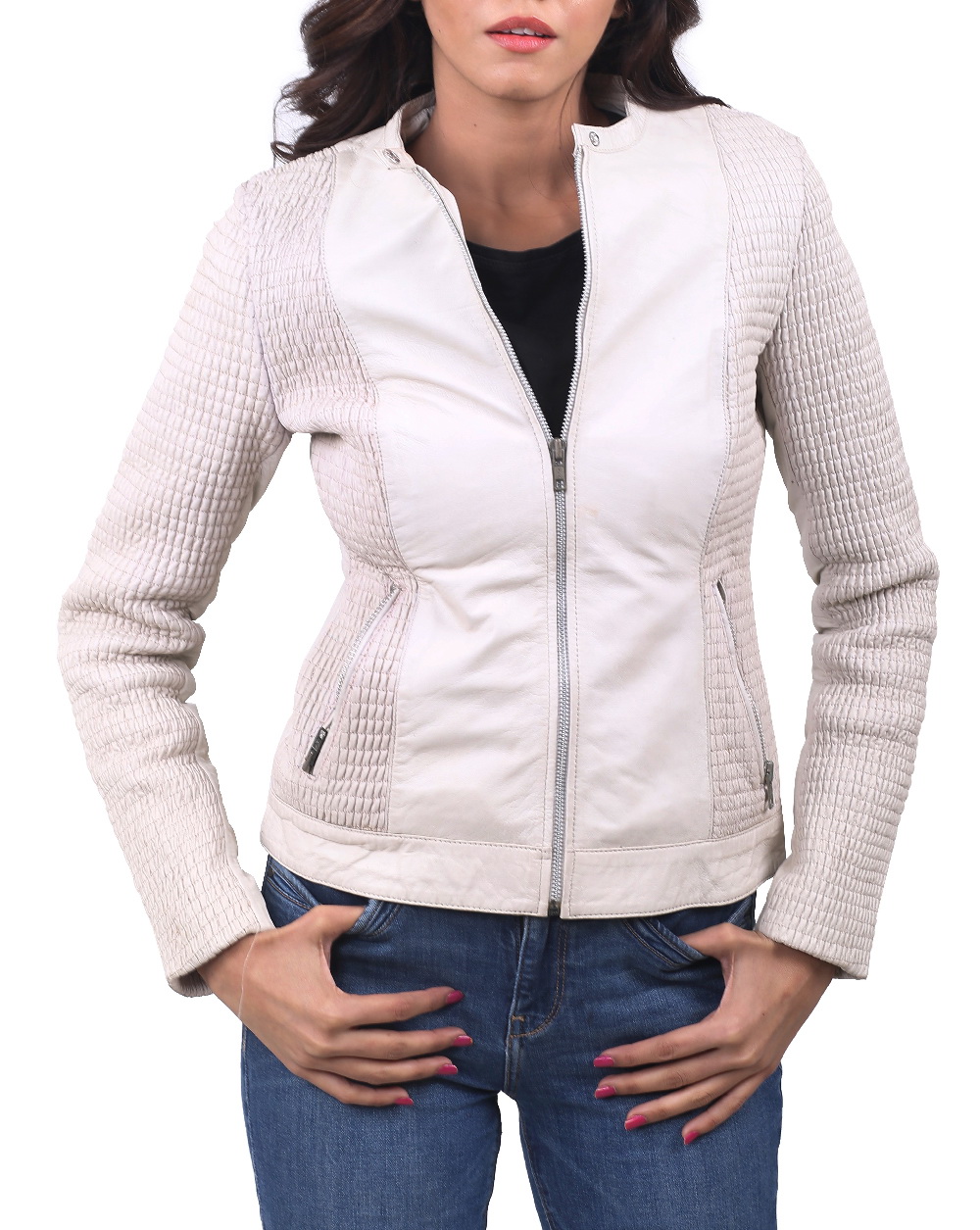 Blanche-Womens Women Leather Jacket White Blanche