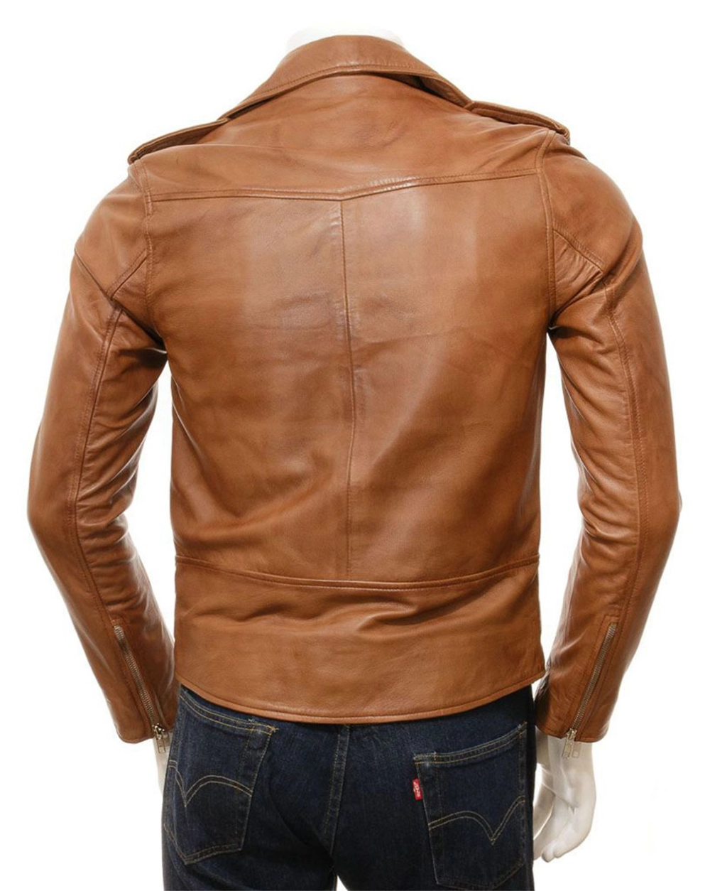 brando-jacket Mens Classic Brando Style Tan Biker