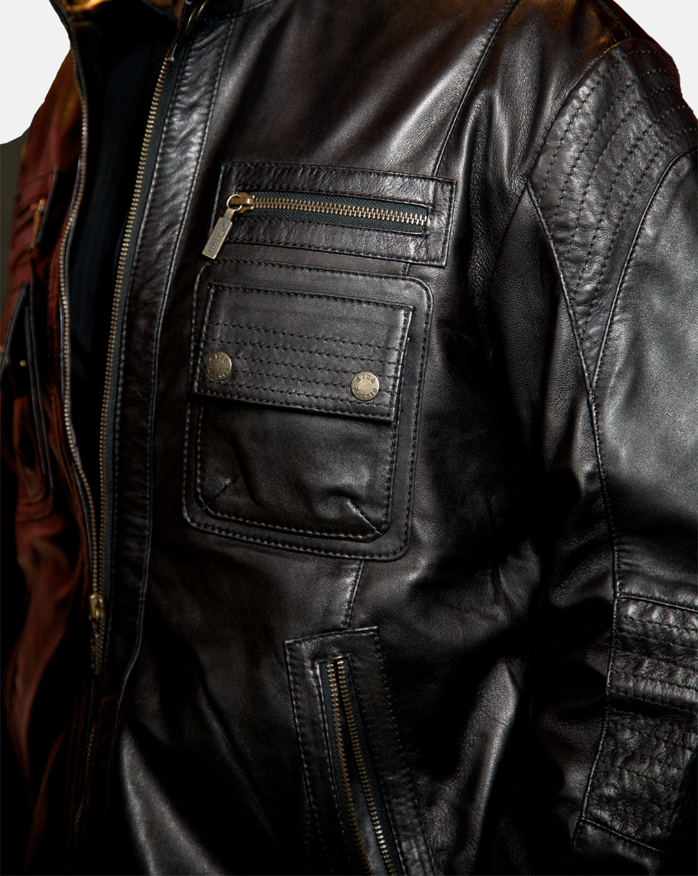 Calais Calais mens leather jacket