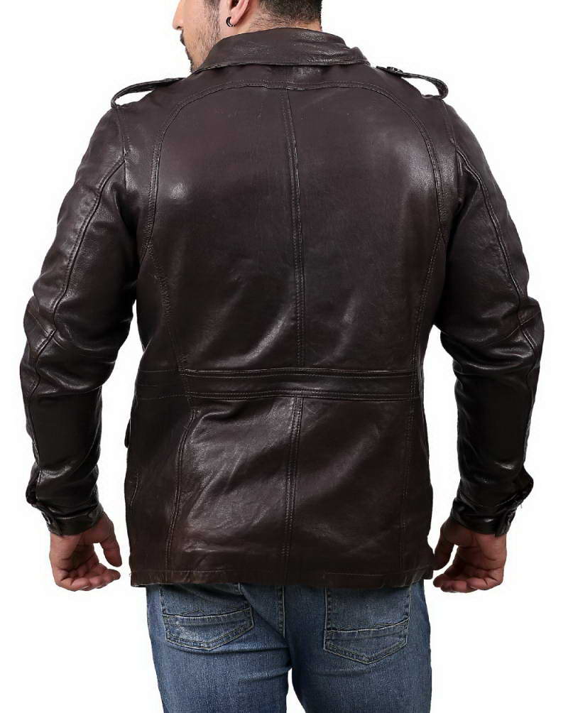 Datona-Brown Datona Mens Brown Leather Jacket