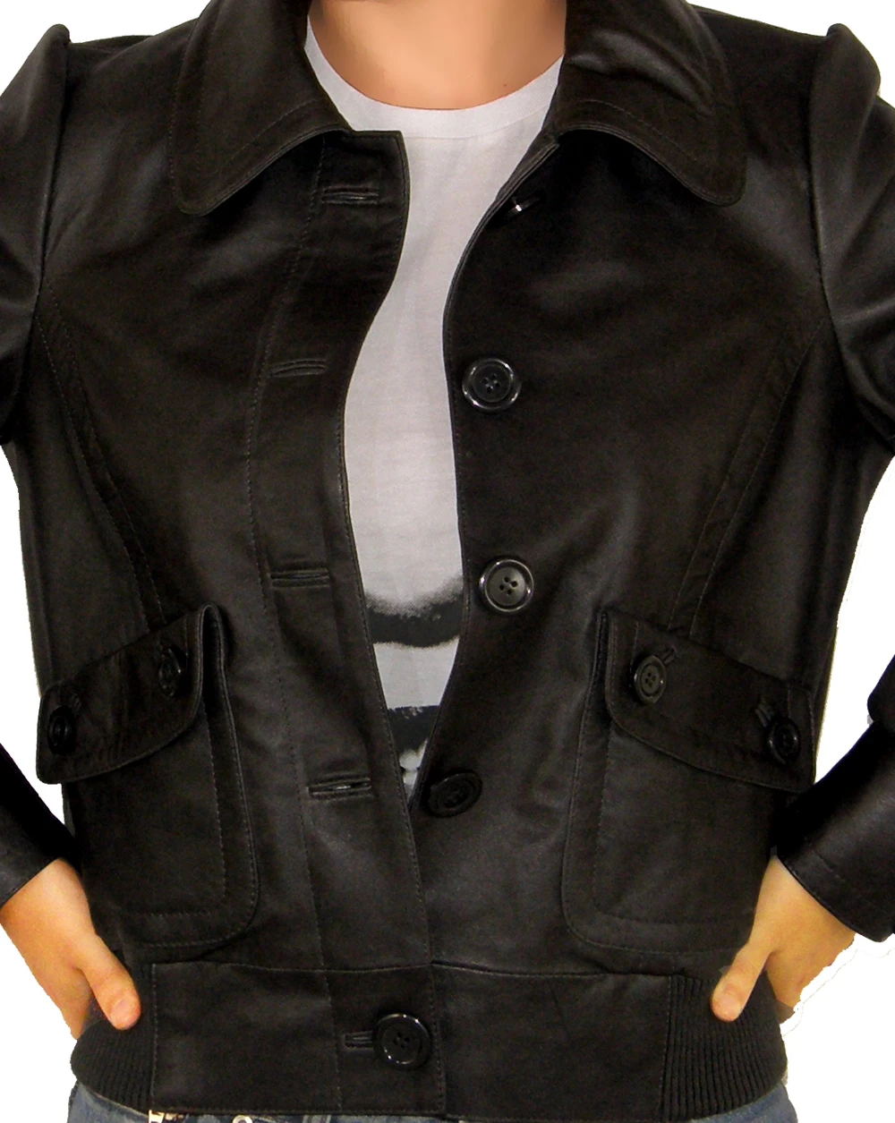 Eureka Sew button leather jacket
