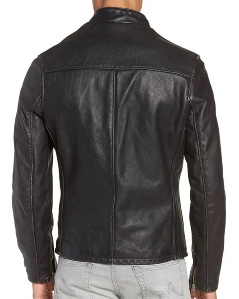 vintage-black Vintage Black Leather Biker Jacket