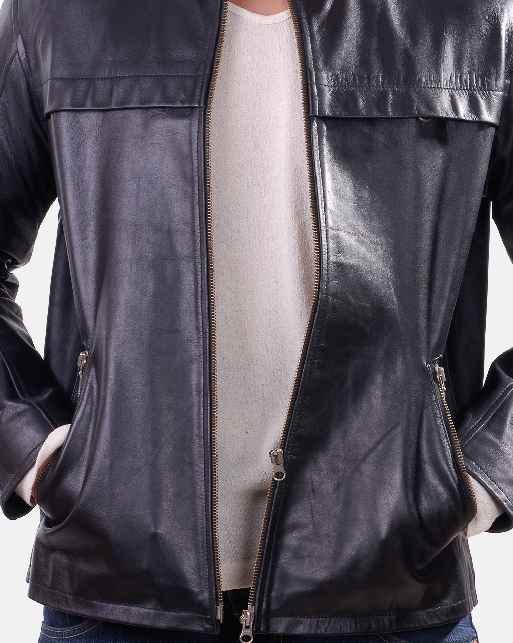Polson two way zipper leather jacket