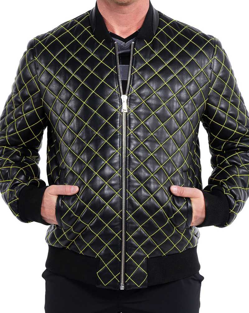 Buy Quilted Men Leather Jacket
