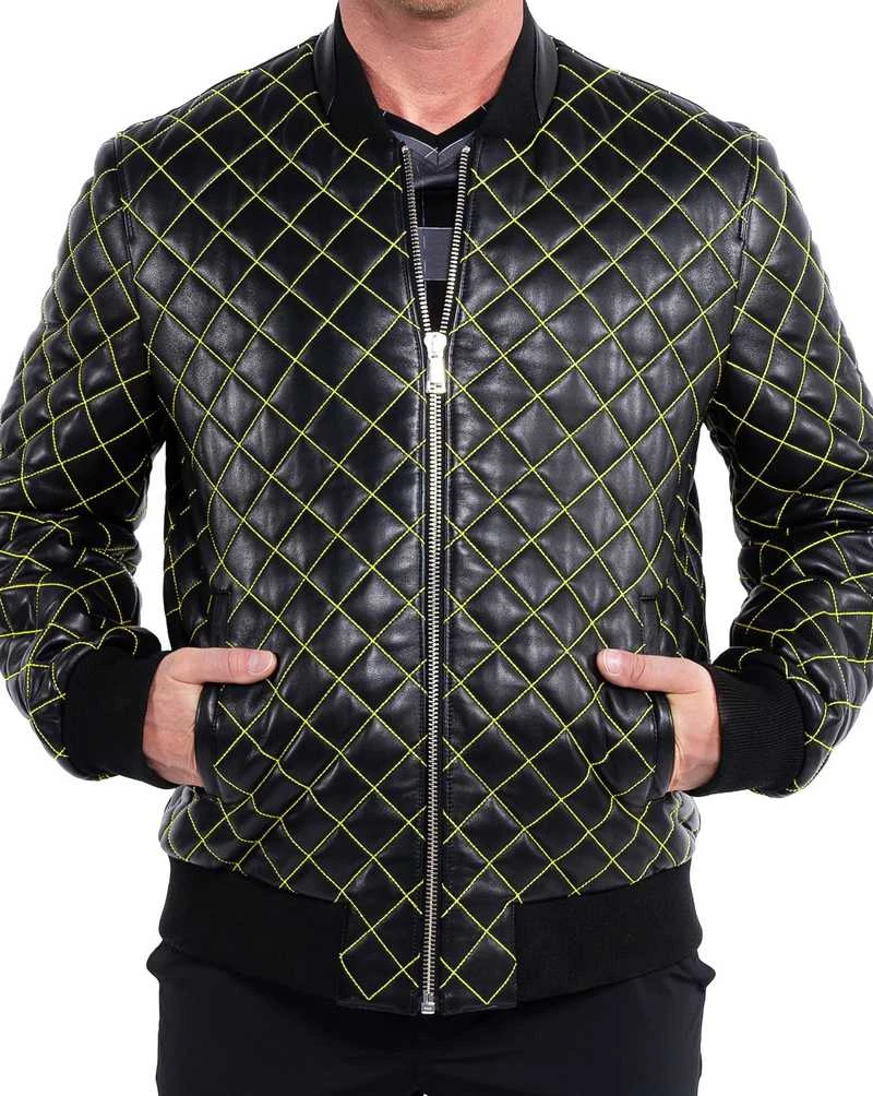 Quilted Mens Leather Jacket