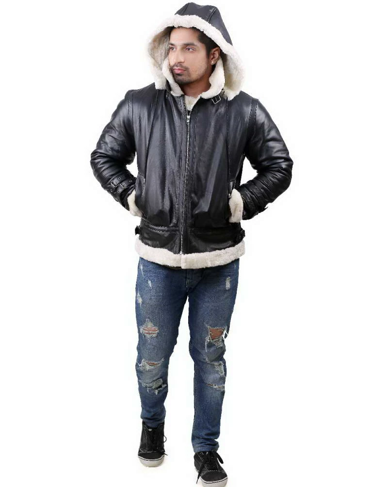 Shearling-Hoodie B3 Black hoodie jacket