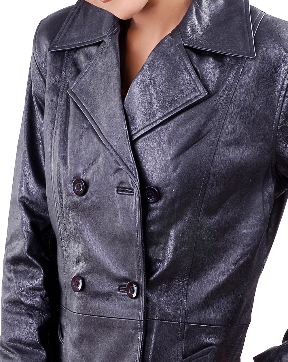 Rachel womens leather trench coat