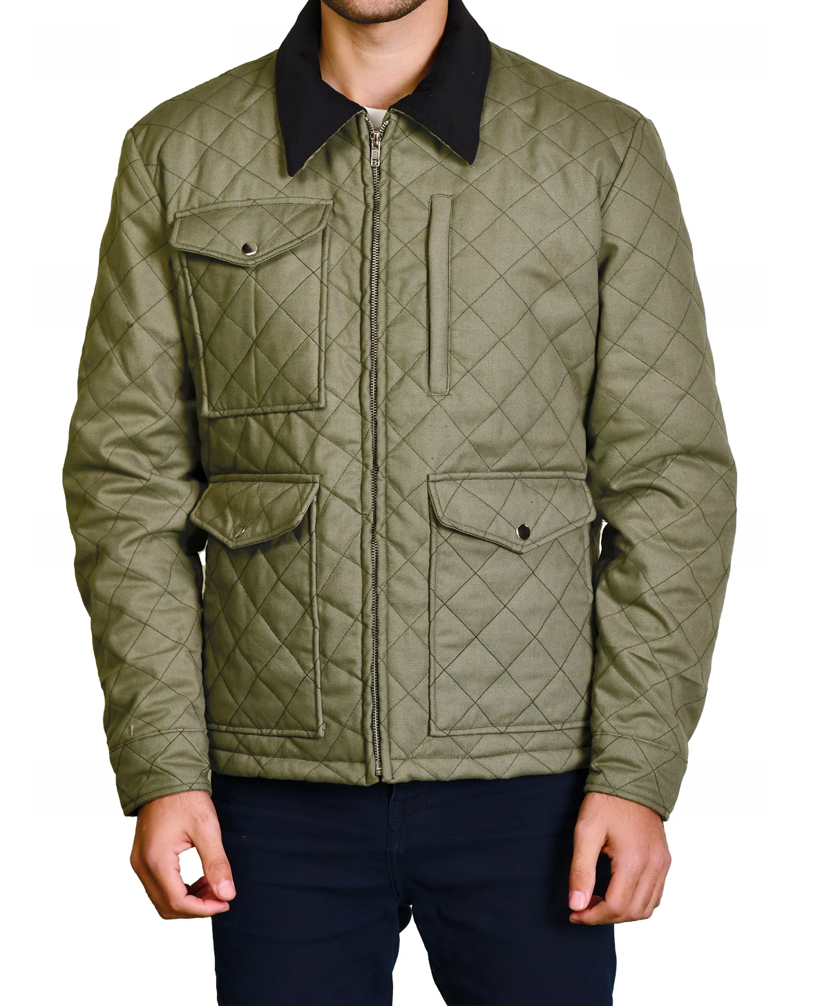 Dutton-Green British Jackets Yellowstone S04 John Dutton Green Quilted Jacket | Kevin Costner Yellowstone Green Quilted Cotton Jacket