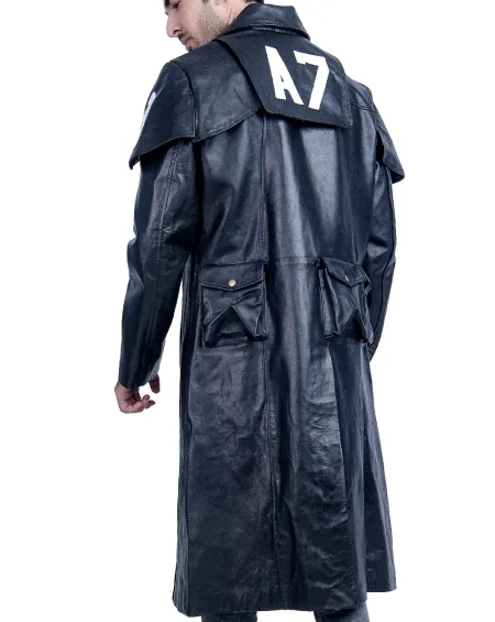 Destructive A7 Black Leather Duster Trench Coat