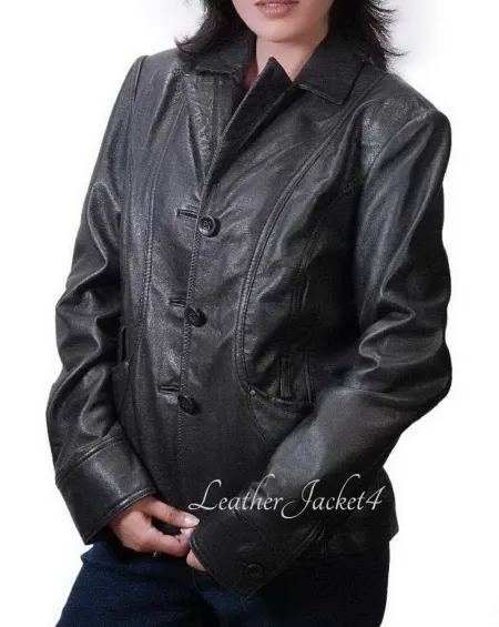 Black Womens Leather Blazer
