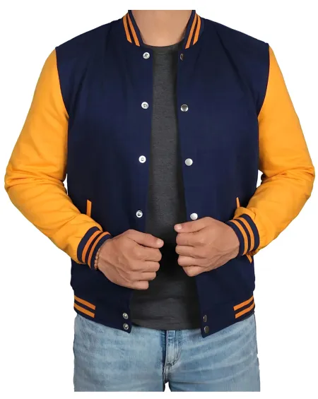 Men&amp;rsquo;s Blue and Yellow Varsity Jacket