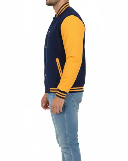 Men&rsquo;s Blue and Yellow Varsity Jacket