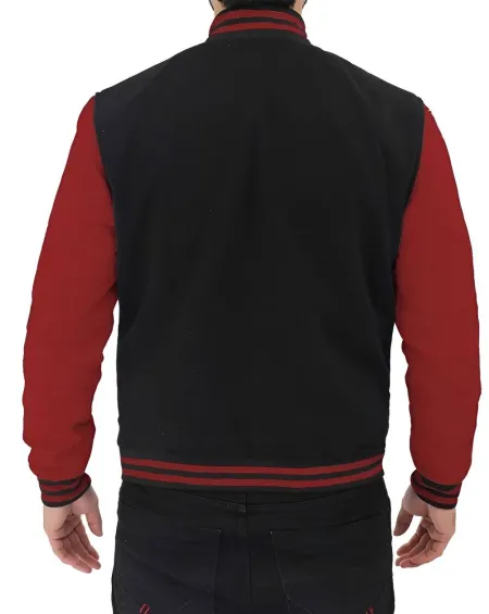 Mens Baseball Style Maroon and Black Letterman Jacket