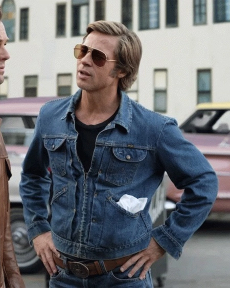 Brad Pitt Once Upon a Time in Hollywood Blue Denim Jacket Brad Pitt Once Upon a Time in Hollywood Blue Denim Jacket