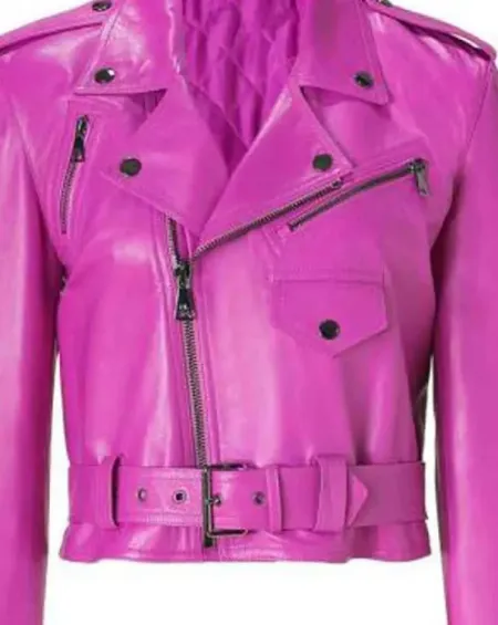 Jessica Alba Pink Leather Jacket