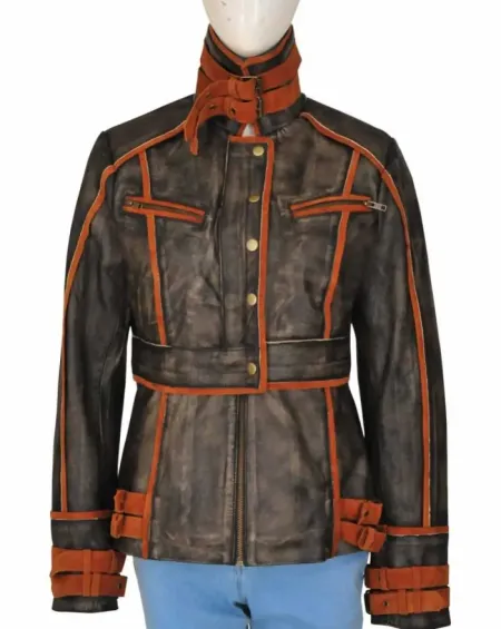 Jessica Biel Total Recall Melina Brown Leather Jacket