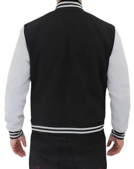 Men&rsquo;s Classic Black and Grey Letterman Jacket