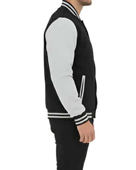 Men&rsquo;s Classic Black and Grey Letterman Jacket