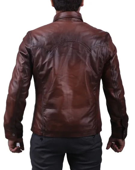 Slim fit Brown Leather Shirt for Men