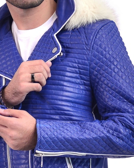 Leo Blue Leather Jacket
