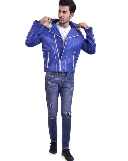 Leo Blue Leather Jacket