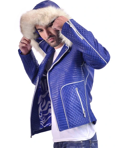 Leo Blue Leather Jacket