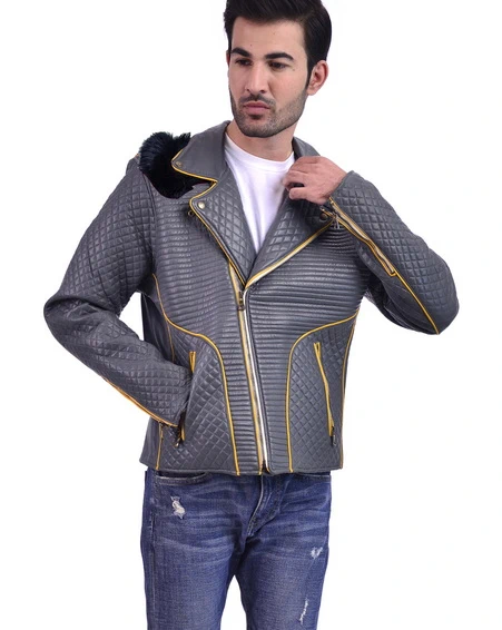 Leo Grey Leather Jacket