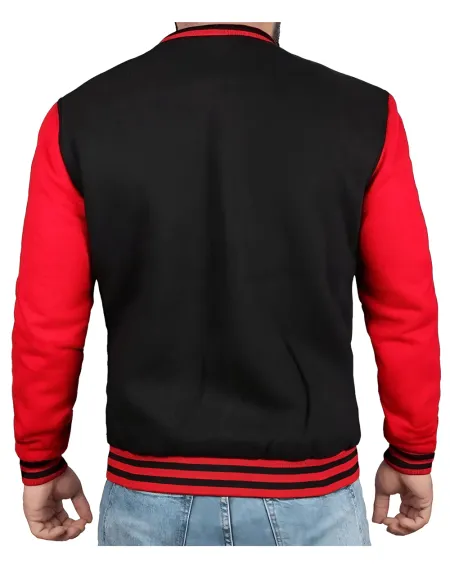 Mens Baseball Style Red and Black Letterman Jacket