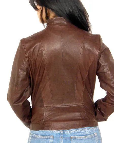 Zip Front Leather Jacket